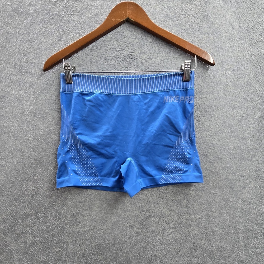 Nike‎ Women Activewear Shorts M Blue Nylon Polyester Biker Nike Pro Compression